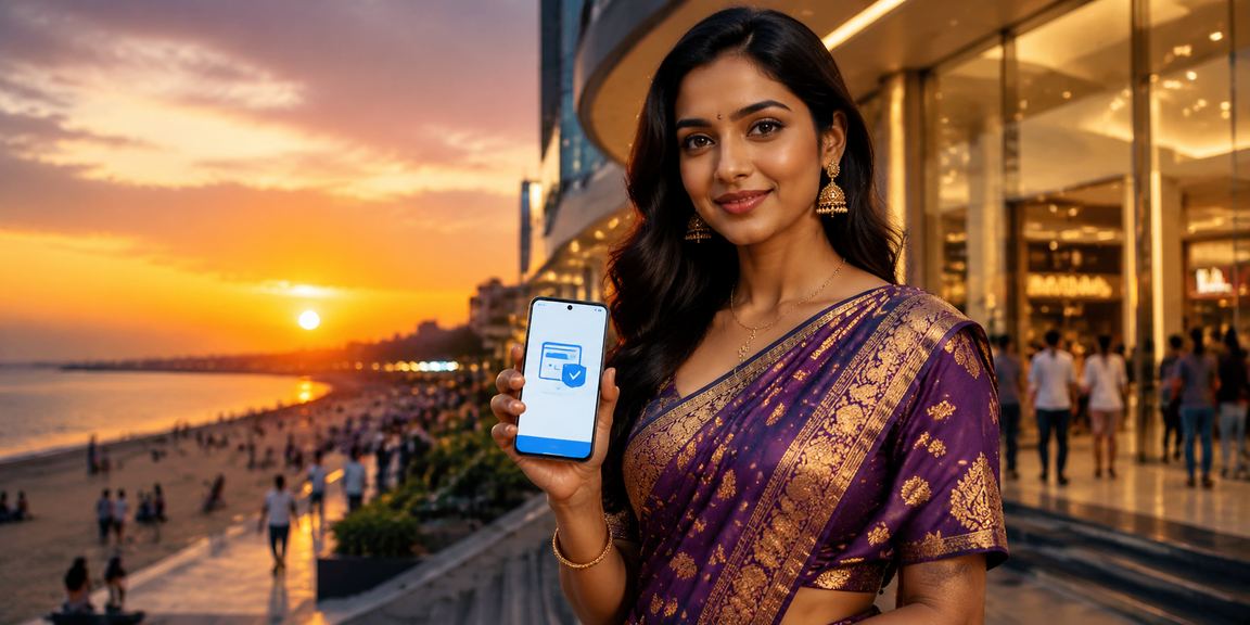 Young woman using mobile payments for casino gaming in Chennai